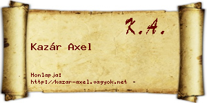 Kazár Axel névjegykártya